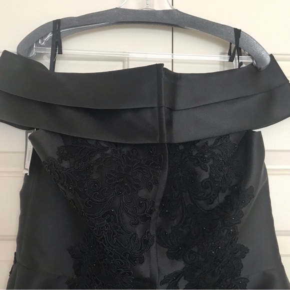 NWT Gia Franco 12005 Tiered Off-Shoulder Lace Appliqued Dress- Black- Size 16 - Picture 5 of 7